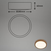 Deckenleuchte Briloner LED 16W Ø 28CM Deckenlampe 3000K Rund Aufbauleuchte Holzfarbig