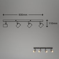 Deckenleuchte Briloner 4xE27 63CM Deckenlampe Schwenkbar Strahler Metall Spot Antik-Silber