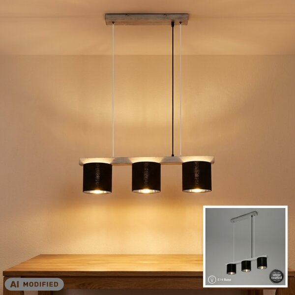 3-flammige Hängeleuchte Antik-Silber, Silber / Schwarz, 3 x E14 max. 25W – Briloner