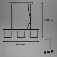 3-flammige Hängeleuchte Antik-Silber, Silber / Schwarz, 3 x E14 max. 25W – Briloner