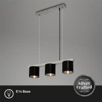 3-flammige Pendelleuchte Antik-Silber, Silber / Schwarz,...