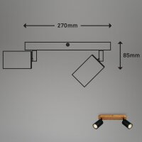 2-flammiger Deckenstrahler Holzstrahler, Holz / Schwarz, 2x9W (exkl.) – Briloner