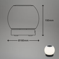 Akku-Tischlampe LED Akku-Tischleuchte mit IP44, Schwarz, 3 Watt, 350lm, 3000K, Glas – Briloner