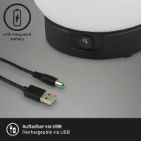 Akku Tischleuchte Briloner Tischlampe LED 3W 3000K Außenleuchte IP44 Akku USB Touchschalter Stufendimmbar Kugel Schwarz