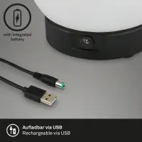 Akku Tischleuchte Briloner Tischlampe LED 3W 3000K Außenleuchte IP44 Akku USB Touchschalter Stufendimmbar Kugel Schwarz