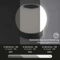 Akku-Tischleuchte LED Akku-Tischleuchte mit IP44, Schwarz, 3 Watt, IP44, Ø 16 cm – Briloner