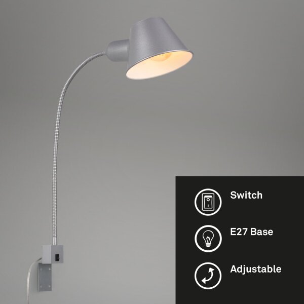 Wandlampe Wandleuchte, Silber, schwenkbar, Ø 14 cm – Briloner