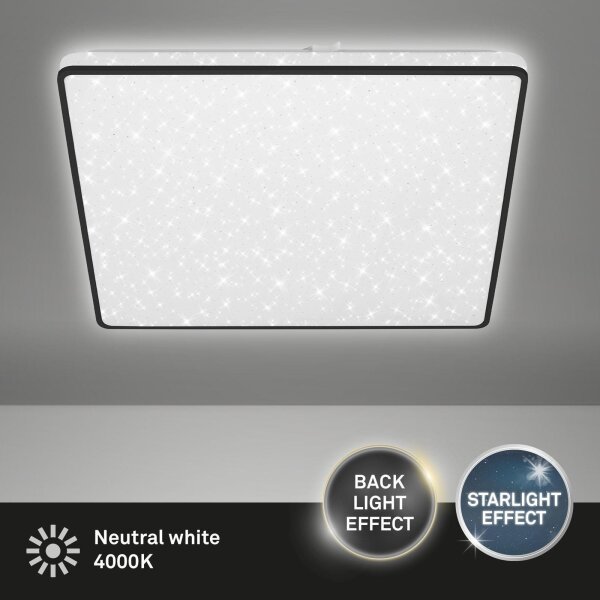 LED Deckenleuchte Sternenhimmel, Schwarz, 24 Watt, 2800lm, 4000K, Backlight-Effekt – Briloner