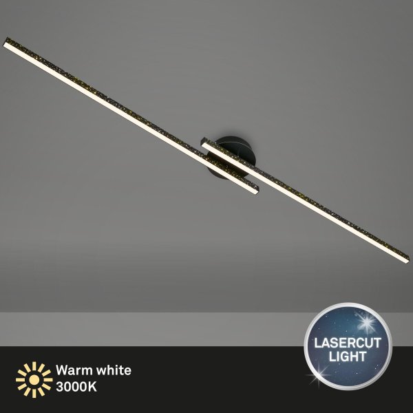 Deckenleuchte Briloner Deckenlampe LED 24W Schwenkbar Laserlochoptik 3000K Glitzereffekt Schwarz