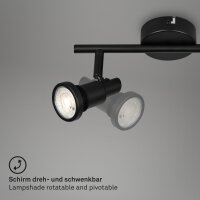 LED Deckenlampe Bath, Schwarz, 2x4,8W, 3000K, schwenkbar, IP44, 27,5 x 12,3 cm – Briloner
