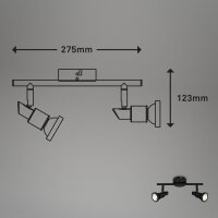 LED Deckenlampe Bath, Schwarz, 2x4,8W, 3000K, schwenkbar, IP44, 27,5 x 12,3 cm – Briloner