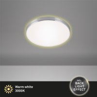 B-Kartonage Deckenleuchte Briloner Simpa LED 12W Ø 28,5CM Deckenlampe Backlight Rund 3000K Alu Weiß