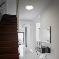 B-Kartonage Deckenleuchte Briloner Simpa LED 12W Ø 28,5CM Deckenlampe Backlight Rund 3000K Alu Weiß