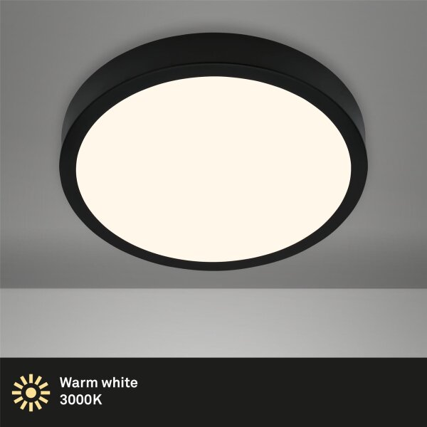 LED Deckenleuchte Aufbauleuchte, Schwarz, 24 Watt, Ø 38 cm – Briloner