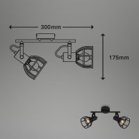 Deckenleuchte Briloner 2xE14-Fassung 30CM Deckenlampe Schwenkbar Strahler Metall Spot Schwarz