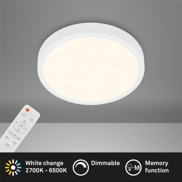 LED Deckenleuchte Sternenhimmel, Weiß, 18 Watt, dimmbar, CCT einstellbar – Briloner