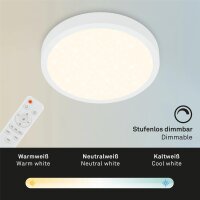 LED Deckenleuchte Sternenhimmel, Weiß, 18 Watt, dimmbar, CCT einstellbar – Briloner