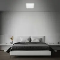 LED Deckenlampe Sternenhimmel mit Backlight, Chrom-matt, 15 Watt, 1800lm, 4000K – Briloner
