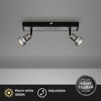 2-flammiger Deckenstrahler Silber, Silber Antik, 2x4,9W,...