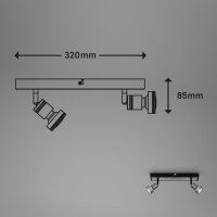 2-flammiger Deckenstrahler Silber, Silber Antik, 2x4,9W, 3000K, schwenkbar – Briloner