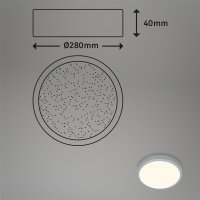 Deckenleuchte Briloner LED 18W Ø 28CM Deckenlampe CCT Dimmbar Sternenhimmel Fernbedienung Aufbauleuchte Rund Silber