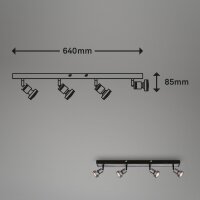 Deckenleuchte Briloner LED 4x4,9W GU10 64CM Deckenlampe Schwenkbar Strahler Metall Spot 3000K Antik-Silber