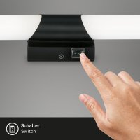 B-Kartonage Badleuchte Briloner 11W 47CM Badezimmerlampe IP44 Spiegelleuchte Schalter Wandlampe 4000K Schwarz