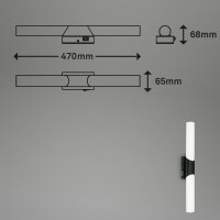 LED Spiegelleuchte Brilo, Schwarz, 11 Watt, 4000K, 47 x 6,5 x 6,8 cm – Briloner