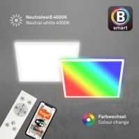 B-Kartonage Deckenleuchte Briloner LED 22W 42CM Deckenlampe SmartHome Dimmbar RGBW Panel Backlight 4000K Wei&szlig;