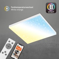 Deckenleuchte Briloner LED 24W 45CM Deckenlampe SmartHome Dimmbar CCT Panel Sternenhimmel Eckig Weiß