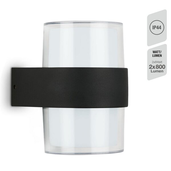 Telefunken LED Außenwandleuchte Up & Down 16W IP44 Schwarz