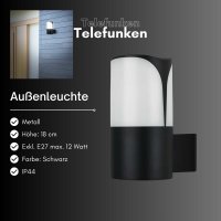 Außenleuchte Telefunken Außenlampe E27-Fassung IP44 Wandleuchte Schwarz