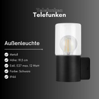 Telefunken Außenwandleuchte E27 IP44 Schwarz
