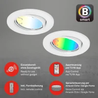 Einbauleuchten Briloner SmartHome 6,8cm 3er-Set Einbaulampe LED GU10 4,9W CCT RGB Downlight Fernbedienung Sprachsteuerung Weiß