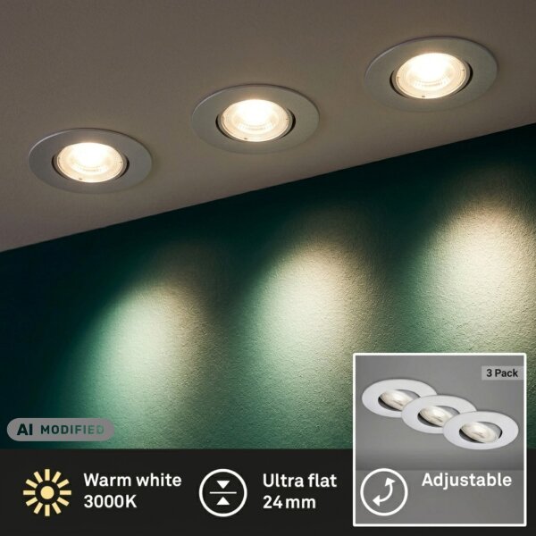 Einbauleuchten Briloner 3 x 4,9 Watt LED Chrom-Matt 480 Lumen warmweiß