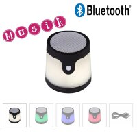 Akku-Tischleuchte Gropina, Weiß / schwarz, 6x0,06W, smart steuerbar, Ø 9,8 cm – Globo