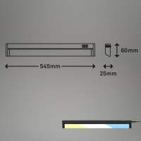 B-Kartonage Unterbauleuchte Briloner LED Schwarz mit Farbsteuerung schwenkbar 54,5 cm