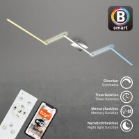 Deckeneuchte Briloner LED 24W 227,2CM Deckenlampe SmartHome Dimmbar CCT Fernbedienung Schwenkbar Alu-Chrom