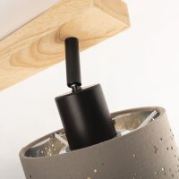 4-flammiger Deckenstrahler Stofa, Holz / Taupe, 4x40W (exkl.), Sternenhimmel-Effekt – Briloner