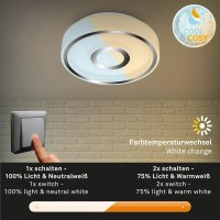 Badleuchte Briloner LED 12W Ø 28CM Badezimmerlampe IP44 Farbtemperaturwechsel Rund Chrom