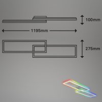 B-Kartonage Deckenleuchte Briloner Frame LED 42W 119,5CM Deckenlampe CCT RGB Backlight Dimmbar Fernbedienung Schwenkbar Alu