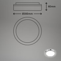 Badleuchte Briloner LED 18W Ø 30CM Badezimmerlampe IP44 Backlight Deckenleuchte 4000K Chrom