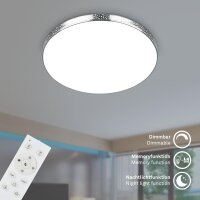 Badleuchte Briloner LED 18W Ø 35,5CM Badezimmerlampe Glitzereffekt IP44 Dimmbar CCT RGB Fernbedienung Rund Chrom