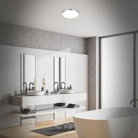Badleuchte Briloner LED 18W Ø 35,5CM Badezimmerlampe Glitzereffekt IP44 Dimmbar CCT RGB Fernbedienung Rund Chrom