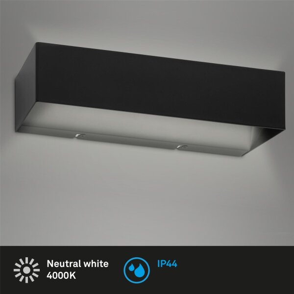 LED Wandleuchte Badleuchte, Schwarz, 8 Watt, 36 x 10 x 8,5 cm – Briloner