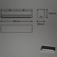 LED Wandleuchte Badleuchte, Schwarz, 8 Watt, 4000K, 36 x 10 x 8,5 cm – Briloner