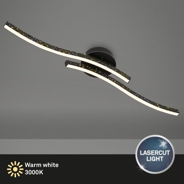 Deckenleuchte Briloner LED 12W 80,5CM Deckenlampe Glitzereffekt 3000K Schwarz