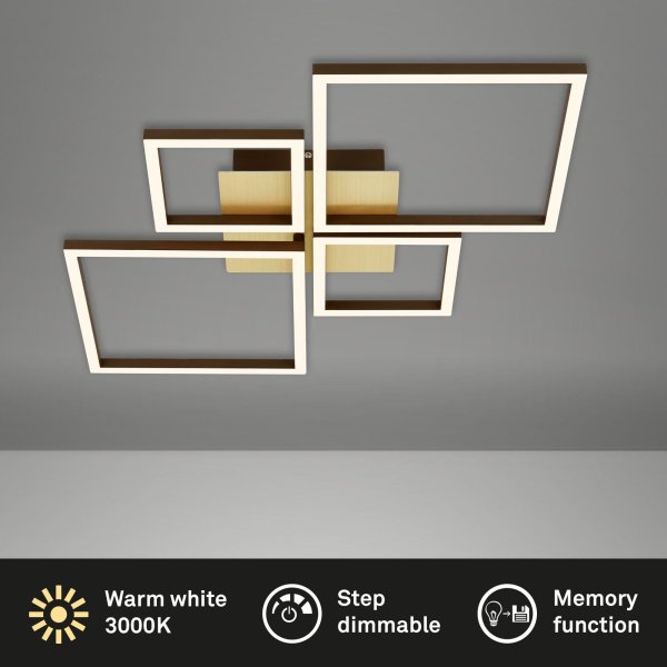 B-Kartonage Deckenleuchte Briloner Frame LED 48W 75CM Deckenlampe Dimmbar Schwenkbar 3000K Gold