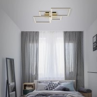 B-Kartonage Deckenleuchte Briloner Frame LED 48W 75CM Deckenlampe Dimmbar Schwenkbar 3000K Gold