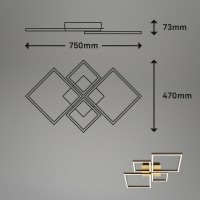 B-Kartonage Deckenleuchte Briloner Frame LED 48W 75CM Deckenlampe Dimmbar Schwenkbar 3000K Gold